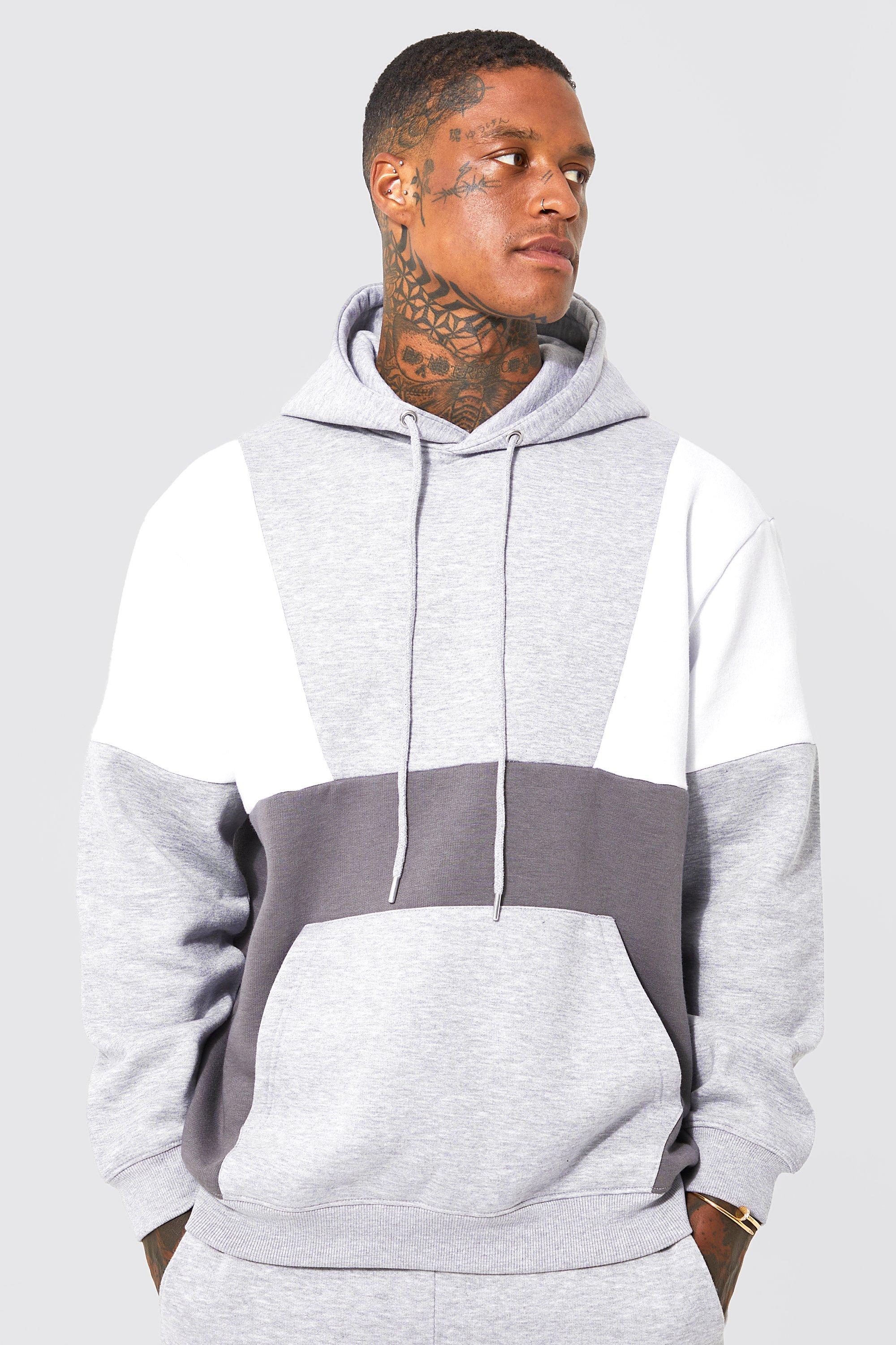 Oversized colour block clearance hoodie